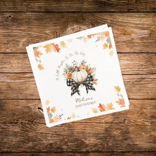 Little Pumpkin Fall Baby Shower Floral & Plaid Napkin