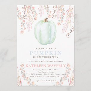 Little Pumpkin Fall Baby Shower Gender Neutral Invitation