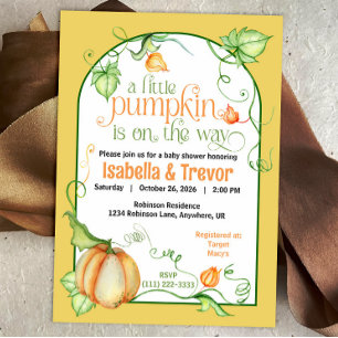 Little Pumpkin Fall Baby Shower Gender Neutral Invitation