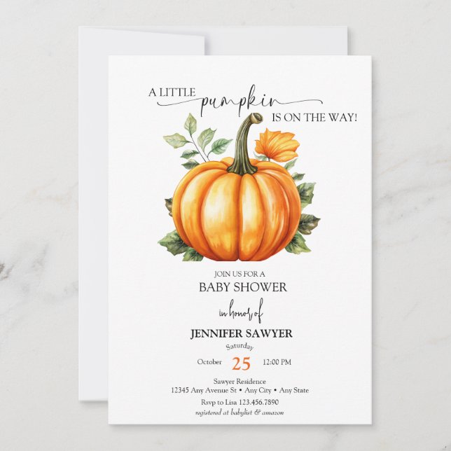 Little Pumpkin | Fall Baby Shower Invitation (Front)