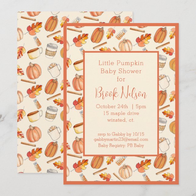 Little Pumpkin Fall Baby Shower Invitation (Front/Back)