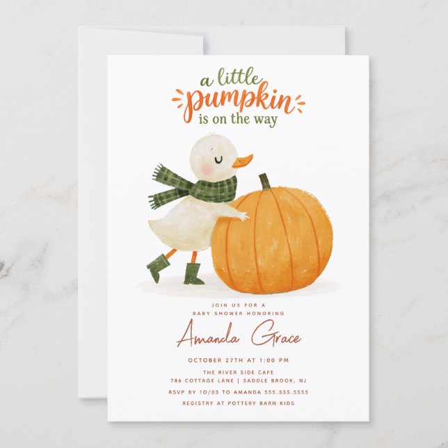 Little Pumpkin Fall Baby Shower Invitation (Front)