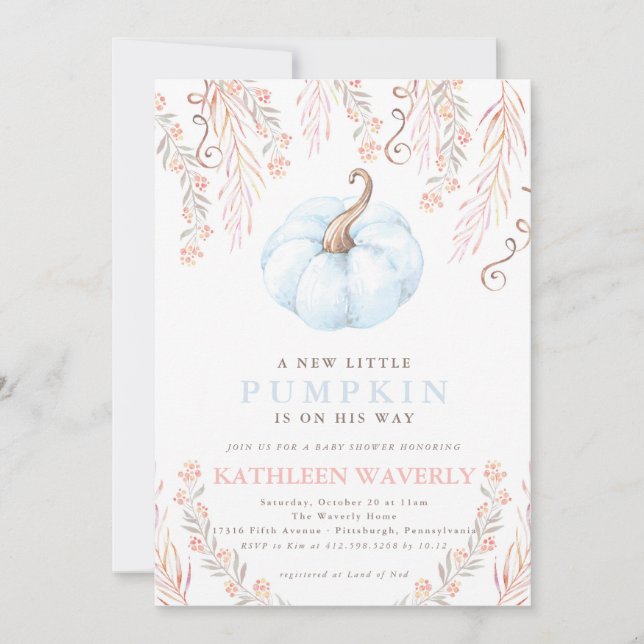 Little Pumpkin Fall Baby Shower Invitation Boy (Front)