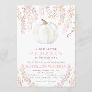 Little Pumpkin Fall Baby Shower Invitation Girl