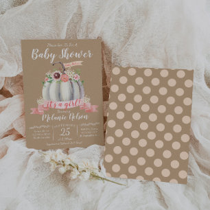 Little Pumpkin Fall Baby Shower Invitation Girl