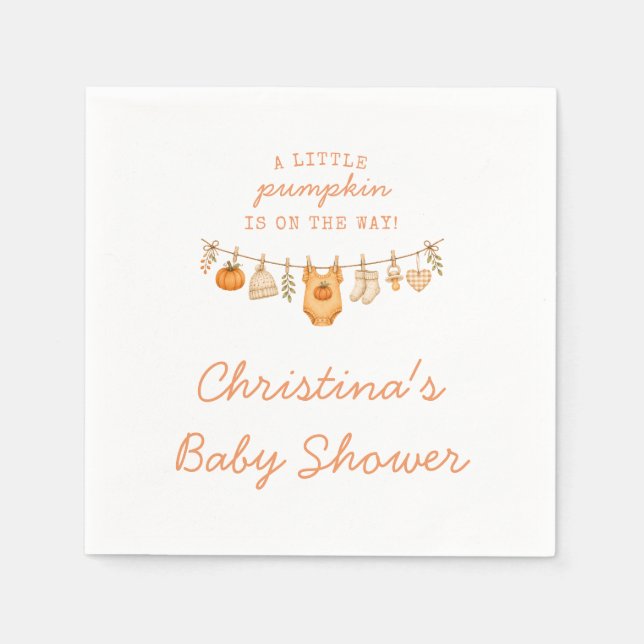 Little Pumpkin Fall Baby Shower Napkin (Front)