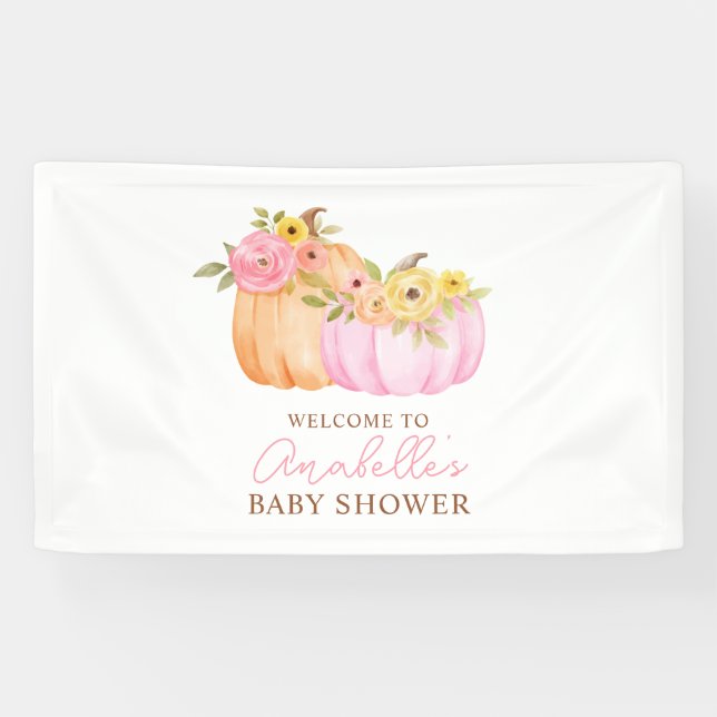 Little Pumpkin Fall Baby Shower Personalised Banner (Horizontal)