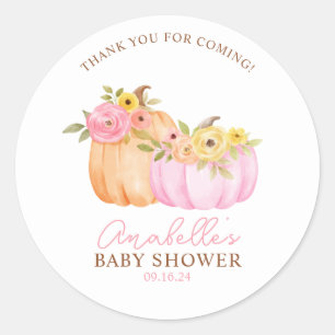 Little Pumpkin Fall Baby Shower Personalised Classic Round Sticker