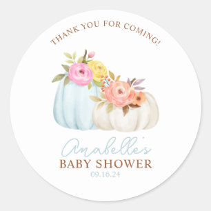 Little Pumpkin Fall Baby Shower Personalised Classic Round Sticker