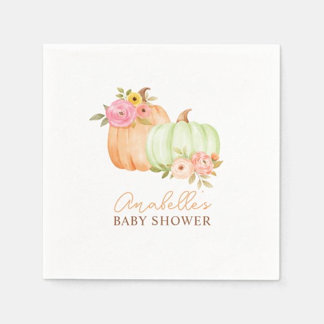 Little Pumpkin Fall Baby Shower Personalised Napkin (Front)