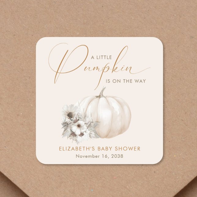 Little Pumpkin Fall Baby Shower Square Sticker (Little Pumpkin Fall Baby Shower Square Sticker)