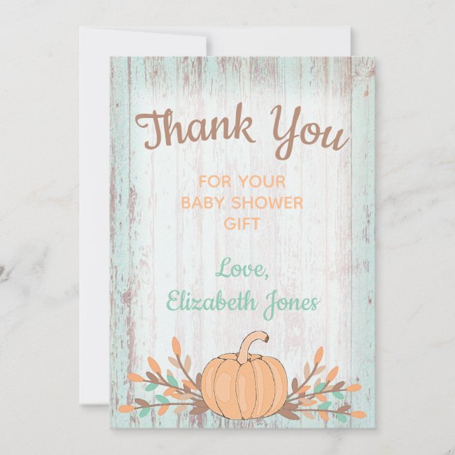 Little Pumpkin Fall Baby Shower Thank You Card (Front)