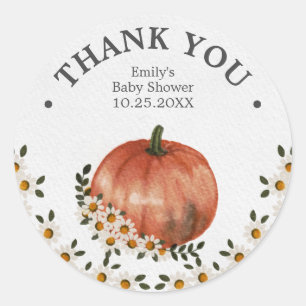 Little Pumpkin Fall Baby Shower Thank You Classic Round Sticker