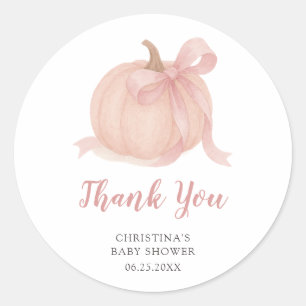 Little Pumpkin Fall Baby Shower Thank You Classic Round Sticker