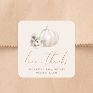 Little Pumpkin Fall Baby Shower Thank You Square Sticker