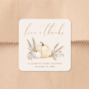 Little Pumpkin Fall Baby Shower Thank You Square Sticker