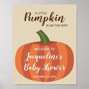 Little Pumpkin Fall Baby Shower Welcome Sign