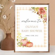 Little Pumpkin Fall Baby Shower Welcome Sign