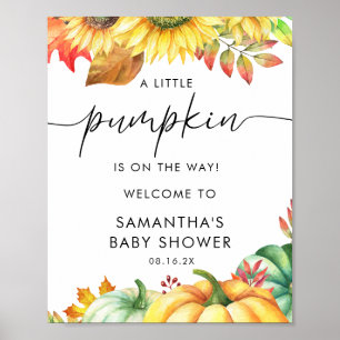 Little Pumpkin Fall Baby Shower Welcome Sign