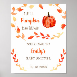 Little Pumpkin Fall Baby Shower Welcome Sign Cute