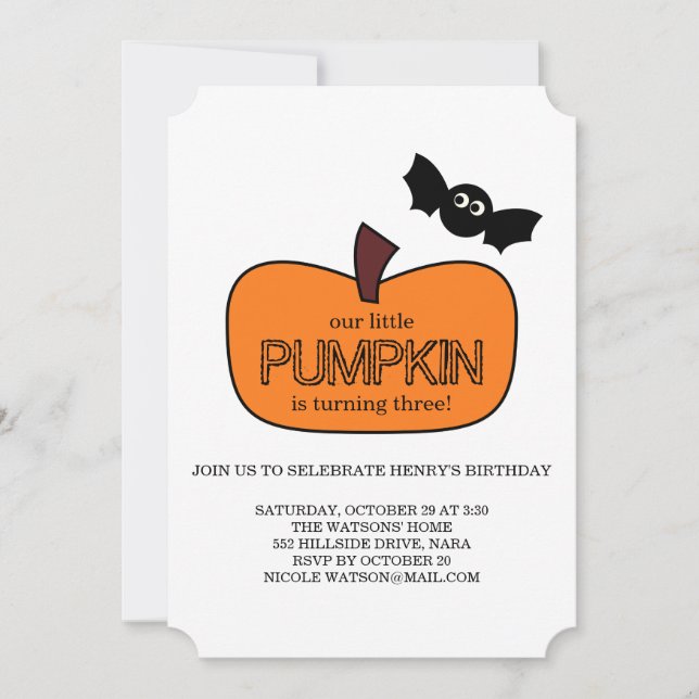 Little Pumpkin Fall Birthday Invitation (Front)