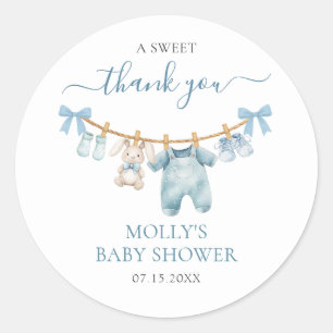 Little Pumpkin Fall Blue Boy Baby Shower Sticker