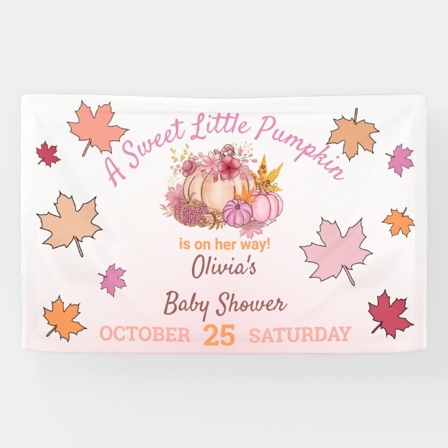 Little Pumpkin Fall Blush Baby Shower Invitation F Banner (Horizontal)