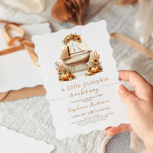  Little Pumpkin Fall Boho Girl Baby Shower  Invitation