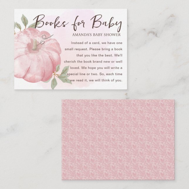  Little Pumpkin Fall Books for Baby Shower  Enclosure Card (Front/Back)