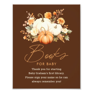 Little Pumpkin Fall Books for Baby Shower Sign