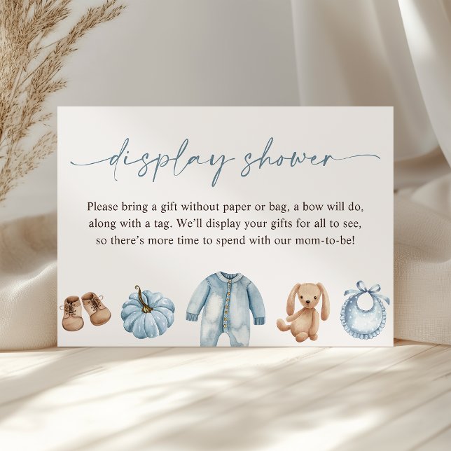 Little Pumpkin Fall Boy Baby Shower Display Shower Enclosure Card (Creator Uploaded)