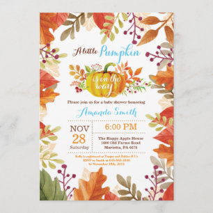 Little Pumpkin Fall Boy Baby Shower Invitation