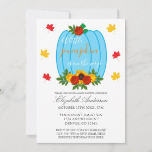 Little Pumpkin Fall Boy Baby Shower Invitation
