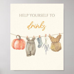 Little Pumpkin Fall Clothes Baby Shower Drinks  Poster