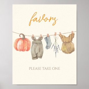 Little Pumpkin Fall Clothes Baby Shower Favours Poster