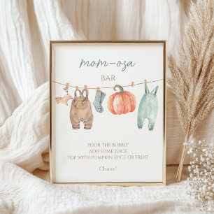 Little Pumpkin Fall Clothes Boy Mom-osa bar Poster