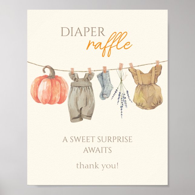 Little Pumpkin Fall Clothes Girl Diaper Raffle Poster (Front)