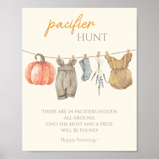 Little Pumpkin Fall Clothes Girl Pacifier hunt Poster (Front)
