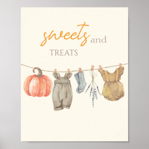 Little Pumpkin Fall Clothes Girl Sweets and Treats Poster