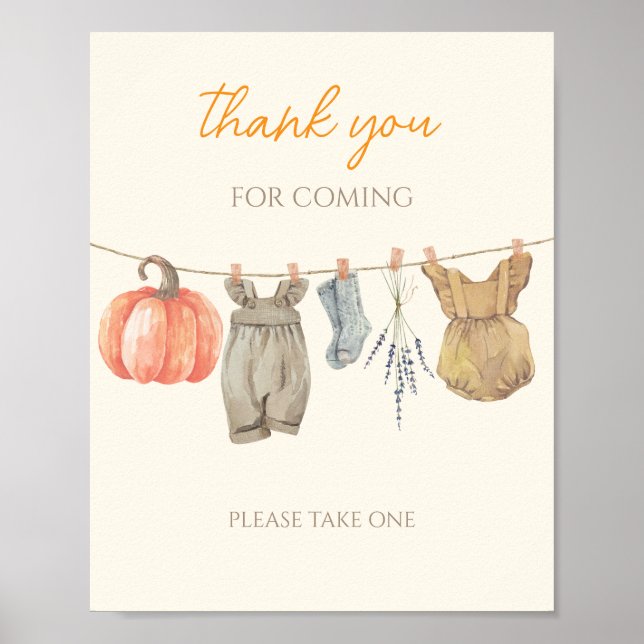 Little Pumpkin Fall Clothes Thank you for coming Poster (Front)