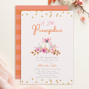 Little Pumpkin Fall Coquette Bow Girl Baby Shower Invitation