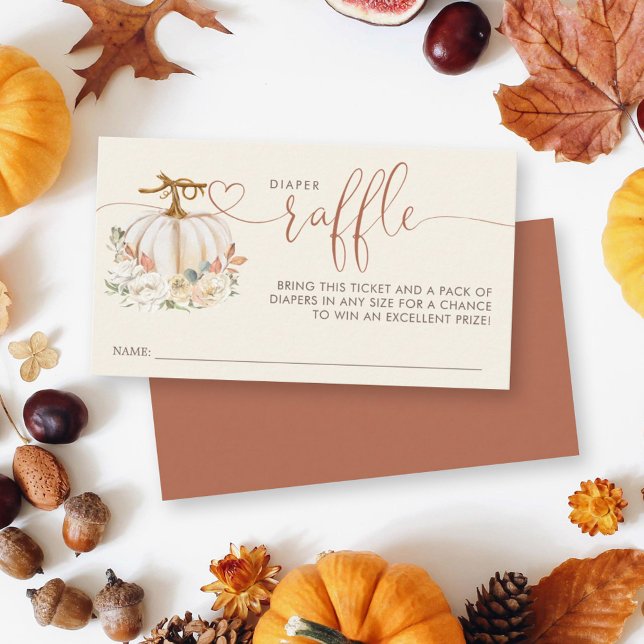 Little Pumpkin Fall Diaper Raffle Baby Shower Enclosure Card (Enjoy this fun little game to bring some extra diapers along to this pumpkin themed baby shower.)