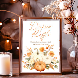 Little Pumpkin Fall Diaper Raffle Baby Shower Sign