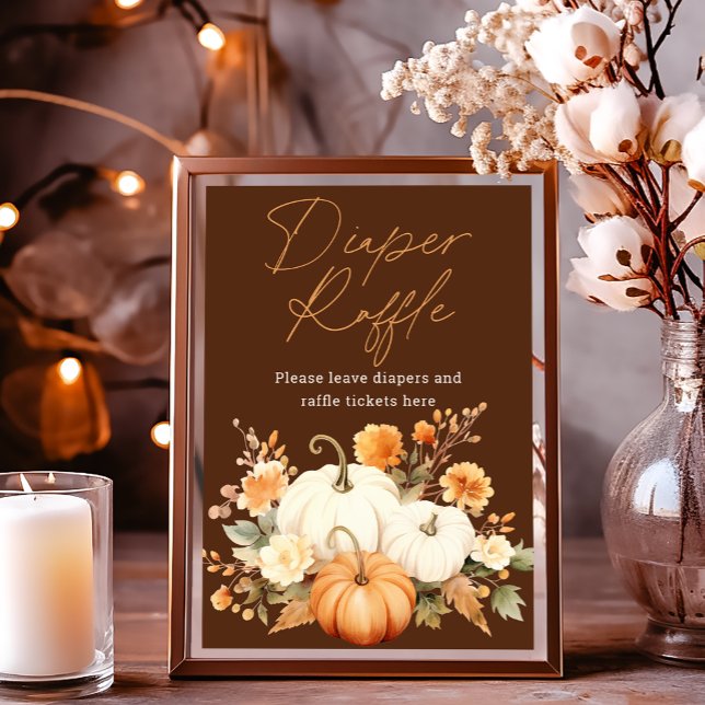 Little Pumpkin Fall Diaper Raffle Baby Shower Sign (Creator Uploaded)