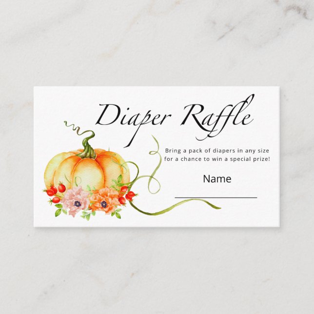 Little pumpkin fall diaper raffle ticket enclosure (Front)