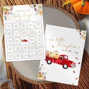 Little Pumpkin Fall Find The Guest Baby Bingo Game Invitation