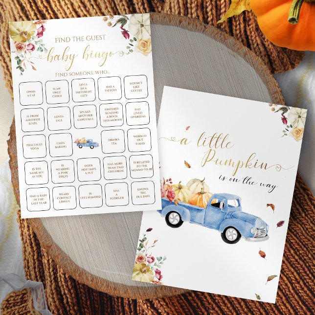Little Pumpkin Fall Find The Guest Baby Bingo Game Invitation (Creator Uploaded)
