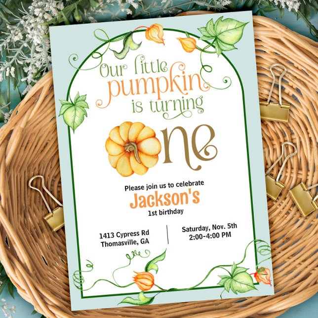 Little Pumpkin Fall First Birthday Invitation (Creator Uploaded)