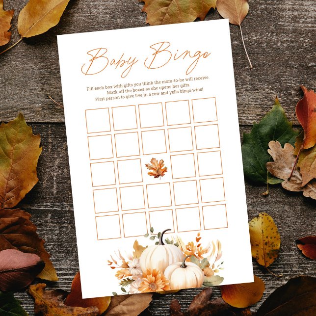 Little Pumpkin Fall Floral Baby Bingo Shower Game (Creator Uploaded)