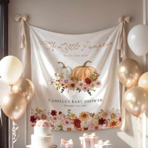 Little Pumpkin Fall Floral Baby Shower Backdrop Tapestry